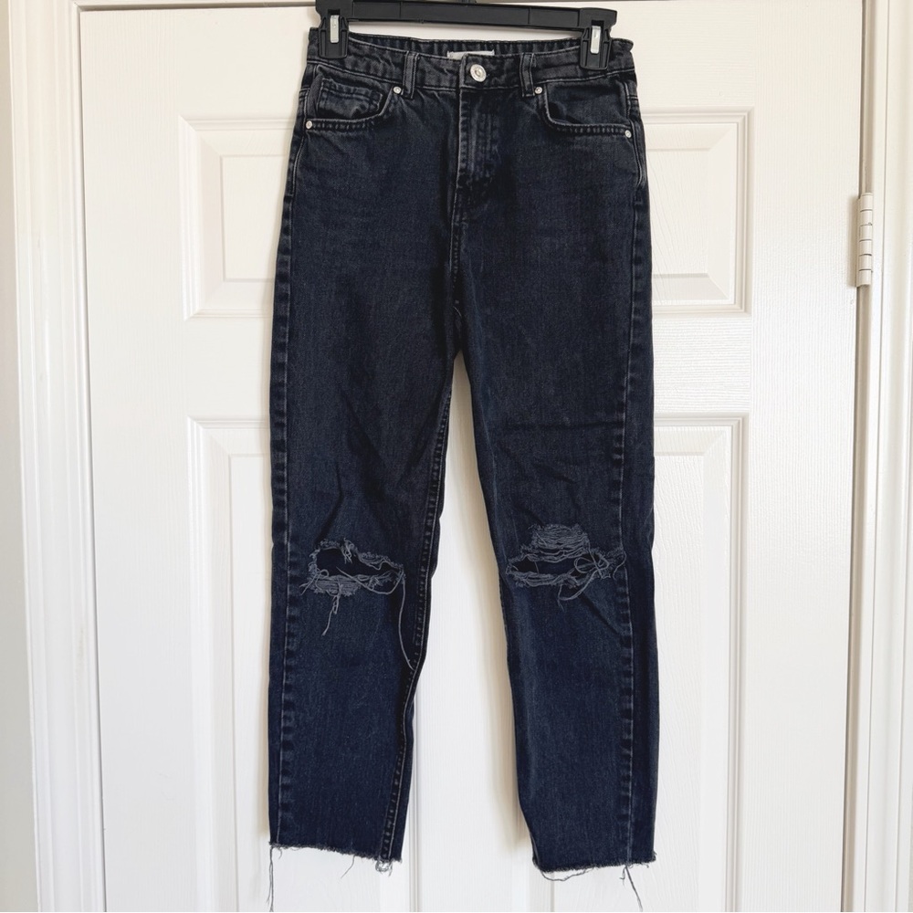 Mango Girls Black Distressed Jeans